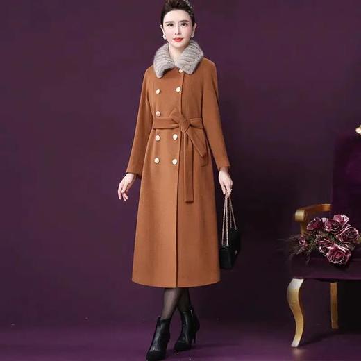 WXY-W-XY-20203中长款2020秋冬新款宽松水貂毛领贵夫人羊毛大衣 商品图0