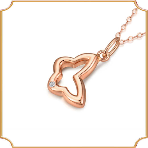 18K玫瑰金钻石蝴蝶吊坠项链送闺蜜女友新品 商品图1