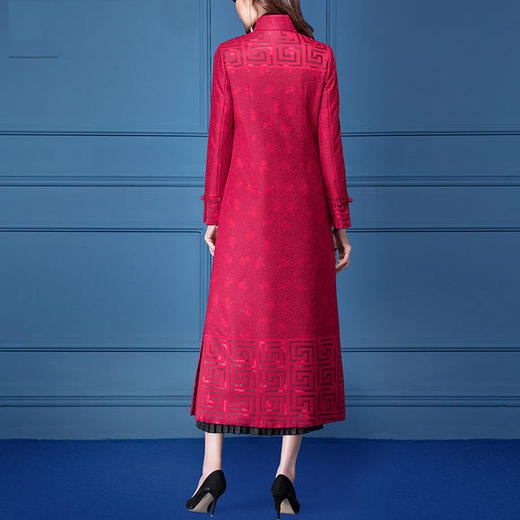 SSGS-MF081新款中国风优雅气质修身立领盘扣长袖中长款加厚外套 商品图1