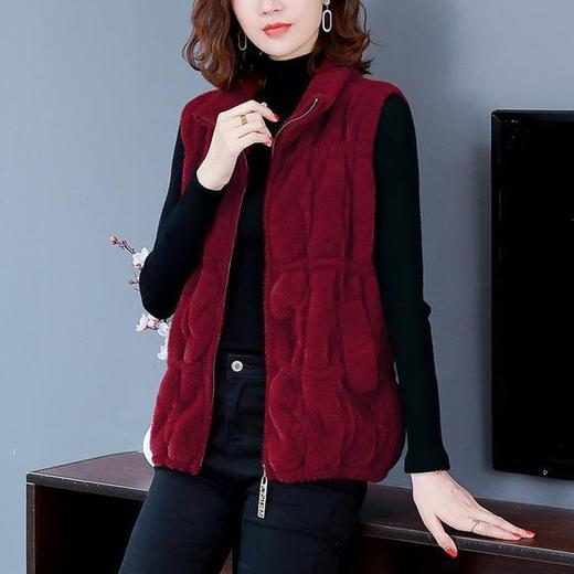 CC-22-8641宽松仿水貂绒针织开衫马甲背心 商品图4