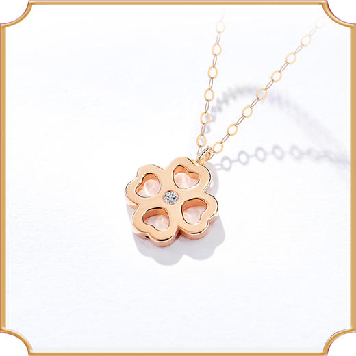 18k金钻石四叶草吊坠锁骨链女2020新款潮情人节生日礼物送女友 商品图0