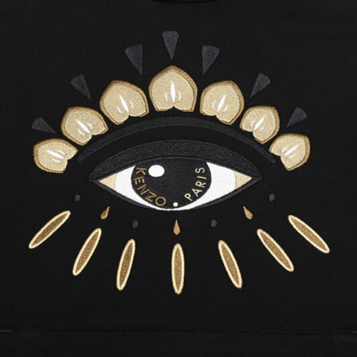 KENZO 高田贤三 春夏 男士眼睛刺绣图案棉质连帽长袖卫衣运动衫 黑色 FA65 SW314 4XC 99 商品图3
