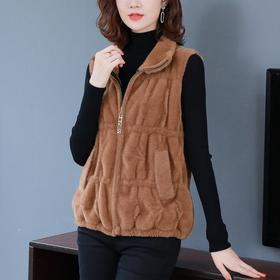 CC-22-8641宽松仿水貂绒针织开衫马甲背心