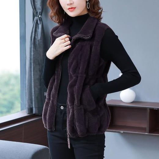 CC-22-8641宽松仿水貂绒针织开衫马甲背心 商品图2