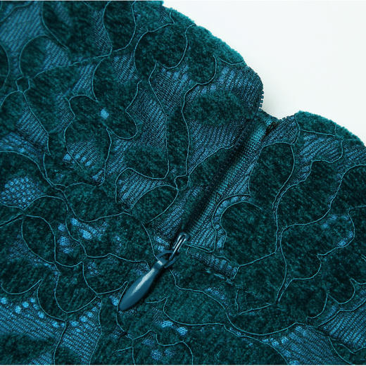 TY-8632秋冬植绒蕾丝裙半身裙女2020新款高腰修身包臀裙中长款开叉一步裙 商品图4