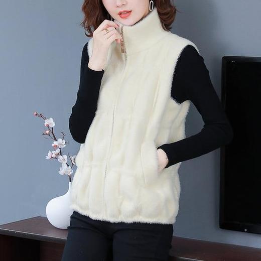 CC-22-8641宽松仿水貂绒针织开衫马甲背心 商品图1