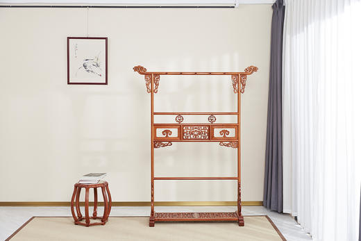 红桥红  家具严选  缅甸花梨（大果紫檀）  【185清式螭龙衣帽架】 商品图0