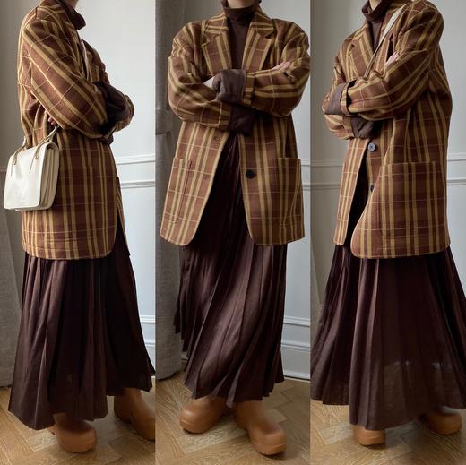 HIDEMI 巧克力色褶皱针织连衣裙 商品图1