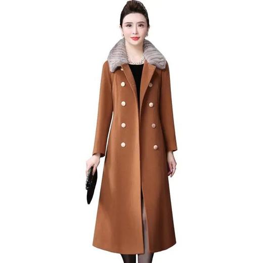 WXY-W-XY-20203中长款2020秋冬新款宽松水貂毛领贵夫人羊毛大衣 商品图1