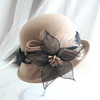 BL-韩国秋冬新版羊毛呢礼帽麻纱羽毛花朵卷边盆帽女士优雅遮阳时装帽 商品缩略图0