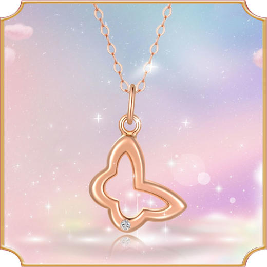 18K玫瑰金钻石蝴蝶吊坠项链送闺蜜女友新品 商品图2