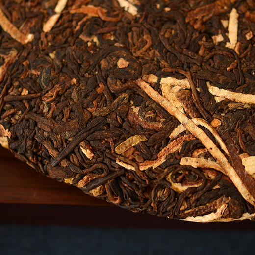 百里遥茶叶陈皮普洱茶熟茶饼新会陈皮加勐海熟茶压制357克饼