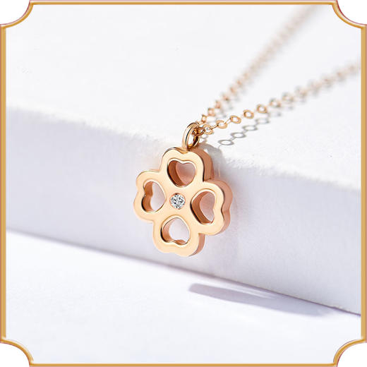 18k金钻石四叶草吊坠锁骨链女2020新款潮情人节生日礼物送女友 商品图2
