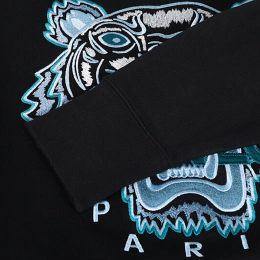 KENZO 高田贤三 秋冬 女士虎头刺绣连帽卫衣运动衫 黑色 FA62 SW871 4XA 99A 商品图3