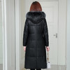 FS-HQ1971海宁冬季真皮狐狸毛领连帽羽绒服女绵羊皮长款韩版皮羽绒外套 商品缩略图2