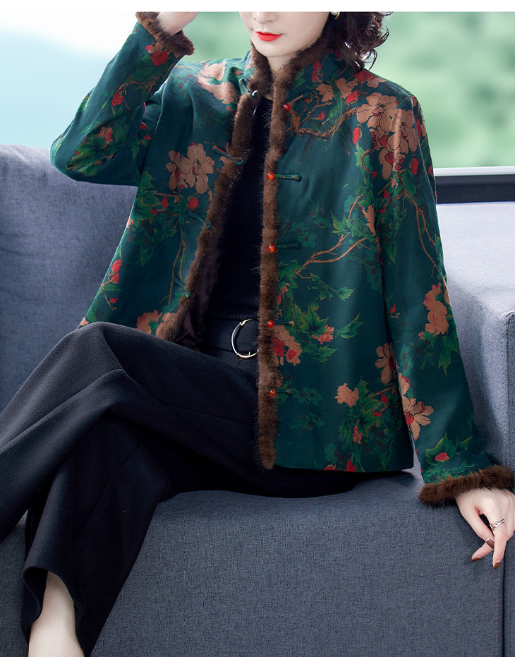 q1928小棉衣女冬短款2020新款印花小个子轻薄真丝桑蚕丝棉服外套