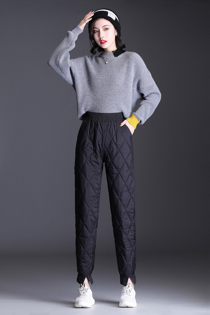 2020休闲束脚棉裤女加厚外穿高腰显瘦宽松防风大码羽绒棉保暖棉裤oln