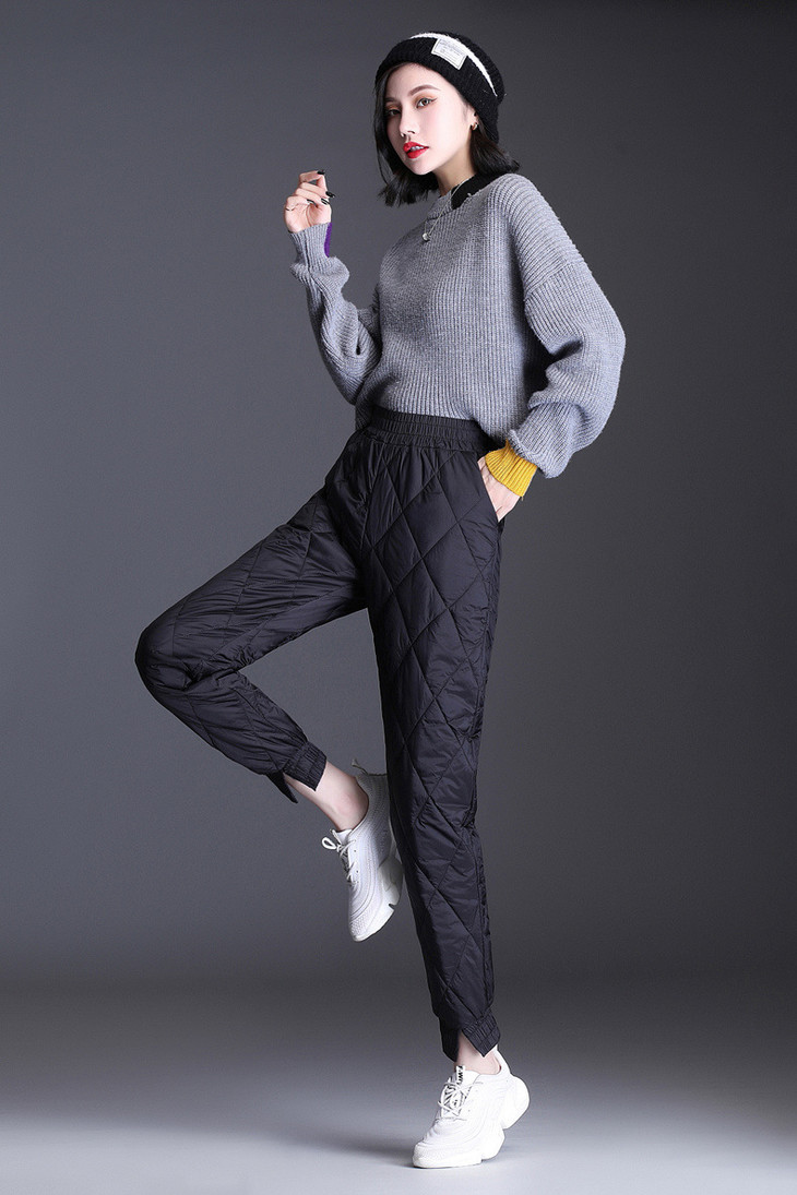 2020休闲束脚棉裤女加厚外穿高腰显瘦宽松防风大码羽绒棉保暖棉裤oln