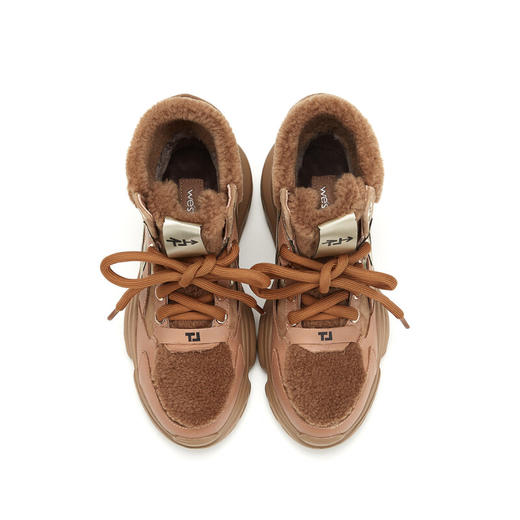 westory商场专柜同款冬款加绒保暖高帮休闲系带老爹鞋厚底雪地靴短靴女W29DS80931 商品图2