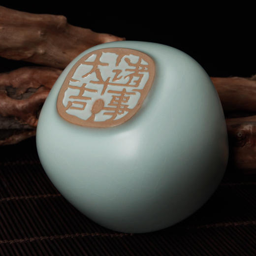东道汝窑｜吉福A饼，诸事大吉单杯（天青） 商品图2