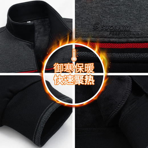 SP687228-76302新款男士时尚休闲加绒加厚衬衫外套裤子三件套 商品图4