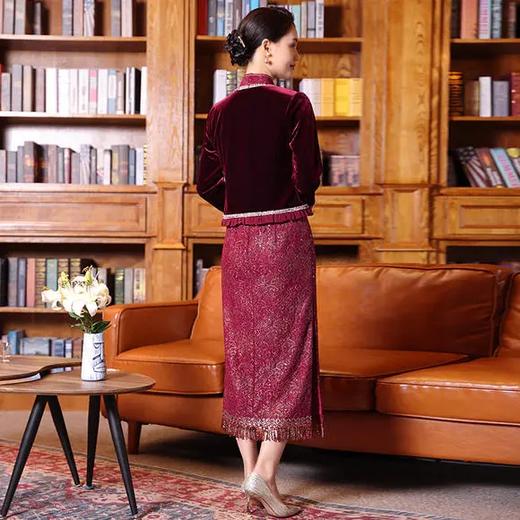 DLQ-A2764新款高端优雅气质短款钉珠外套立领礼服裙两件套 商品图3