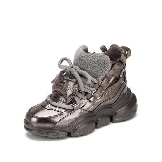 westory商场专柜同款冬款加绒保暖系带休闲鞋老爹鞋厚底运动鞋女W29DS80921 商品图0