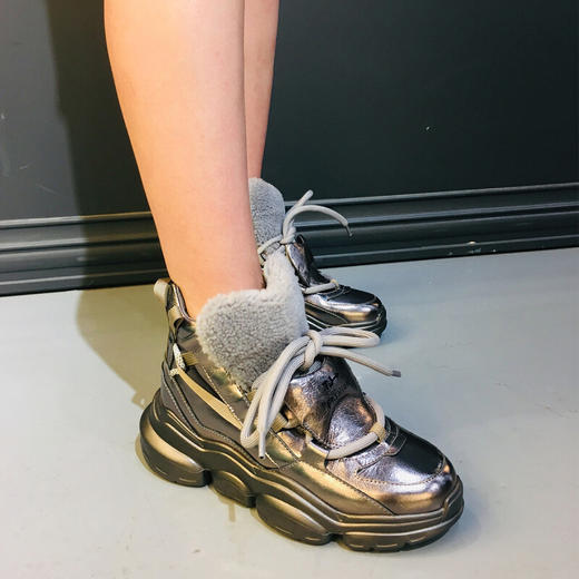 westory商场专柜同款冬款加绒保暖系带休闲鞋老爹鞋厚底运动鞋女W29DS80921 商品图4