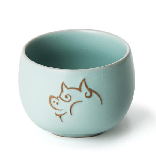 东道汝窑｜吉福A饼，诸事大吉单杯（天青） 商品图3