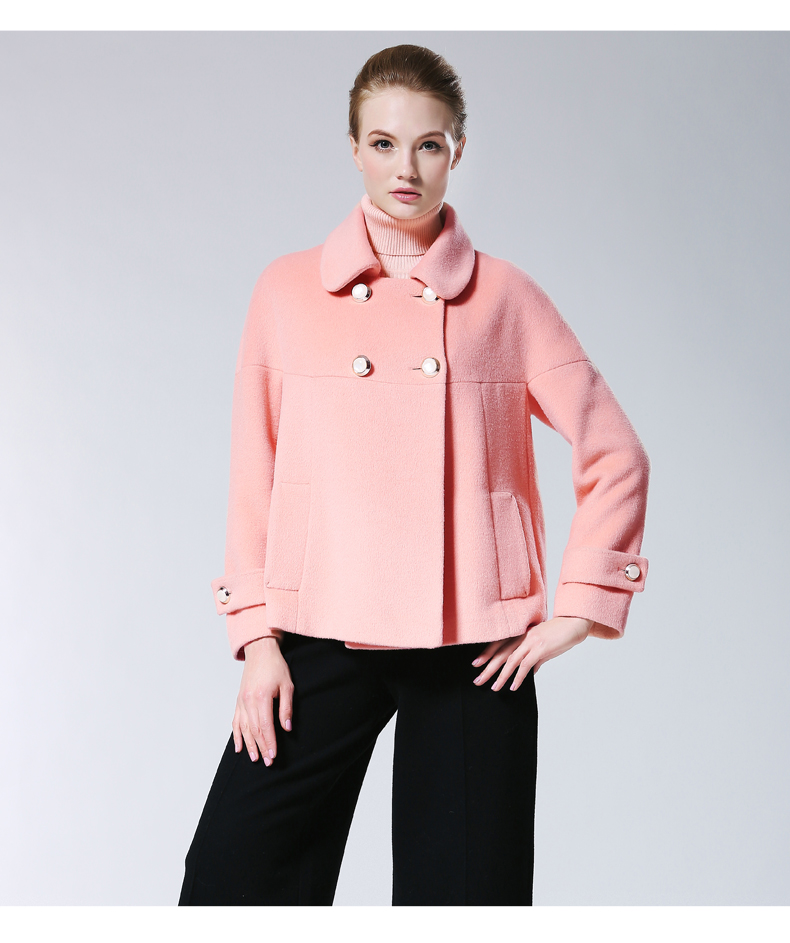 舒朗冬季新款百搭毛呢大衣短款长袖羊毛上衣外套女 s2144a12