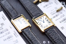 卡地亚TANK坦克系列 黄金壳 女士腕表 复古扣 采用美洲鳄鱼皮表带 搭载瑞士朗达石英机芯