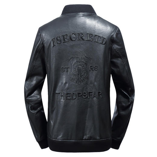 【真皮】大依优型大码皮衣加肥加大绵羊皮外套针织立领大号男装皮草 商品图4