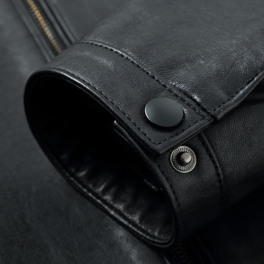 【真皮】大依优型绵羊皮大码皮衣加肥加大立领外套大号休闲皮夹克皮草 商品图5