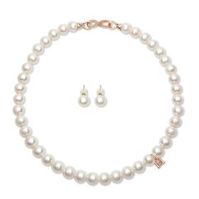 Pearl moments经典珍珠项链1号套装（带珍珠耳钉一对)  【 送给妈妈的礼物 顺丰秒发】