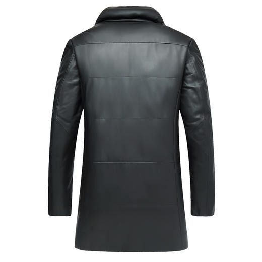 【真皮】大依优型白鸭绒大码皮衣中长款加肥加大外套大号皮夹克男皮草 商品图4