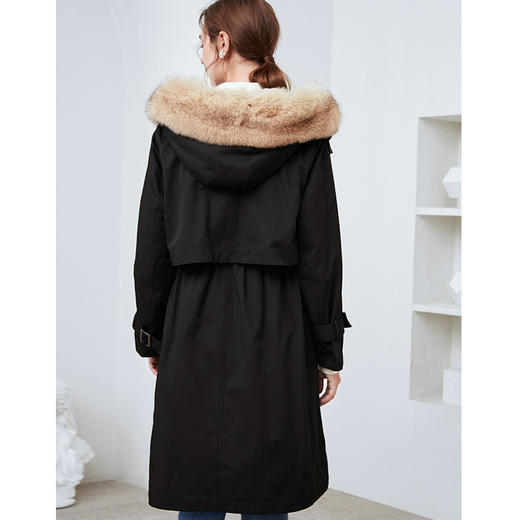 EITIE爱特爱冬季新款加厚兔毛内里狐狸毛领派克服大衣外套女6093711 商品图3