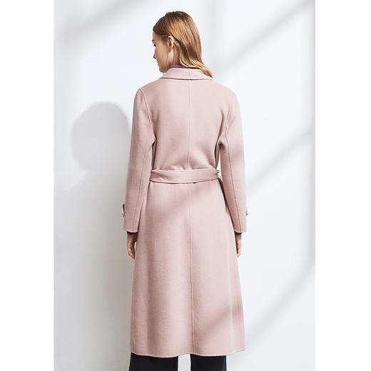 EITIE爱特爱冬季新款不对称气质翻领单排扣收腰羊毛呢大衣女6014701 商品图3