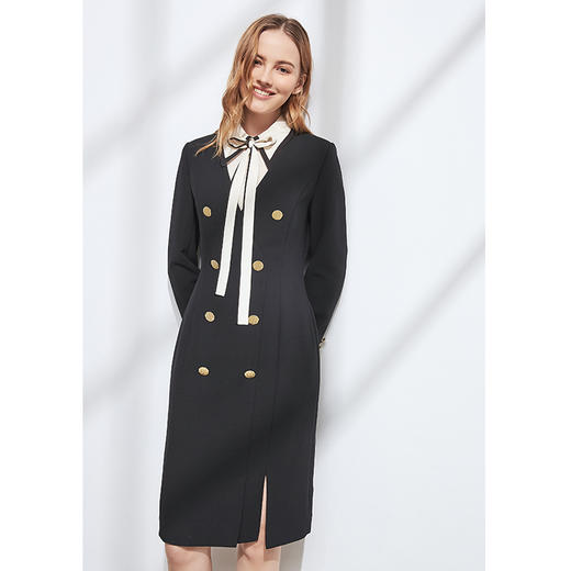 EITIE爱特爱冬季新款职业通勤气质翻领双排扣修身显瘦连衣裙6007734 商品图5