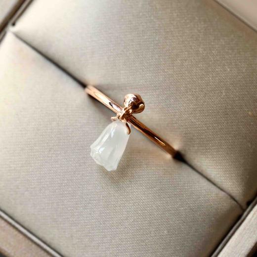 高冰种莲蓬翡翠铃铛戒指18k玫瑰金镶嵌 商品图4