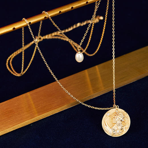 MFA波士顿美术博物馆 穆夏淡水珍珠镀金双层项链耳饰耳坠生日礼物 商品图2