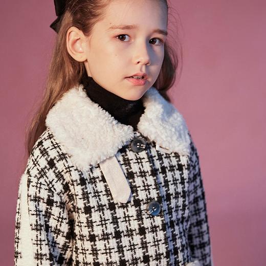咕噜日记女童撞色毛领加厚格子呢大衣 DGW002 商品图11