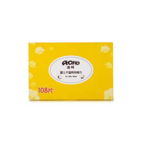 九洲基-AOHO婴幼儿干湿两用棉巾（盒装）108抽AH003
