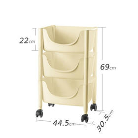 纯色整理筐套装 米色（三个筐+一套四轮+4个小盖）