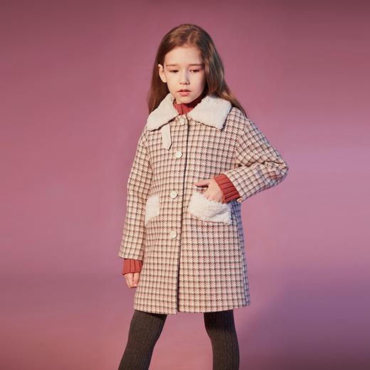 咕噜日记女童撞色毛领加厚格子呢大衣 DGW002 商品图8