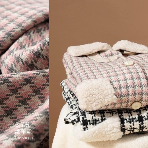 咕噜日记女童撞色毛领加厚格子呢大衣 DGW002 商品图7