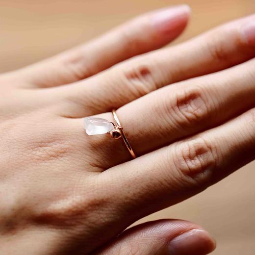 高冰种莲蓬翡翠铃铛戒指18k玫瑰金镶嵌 商品图10