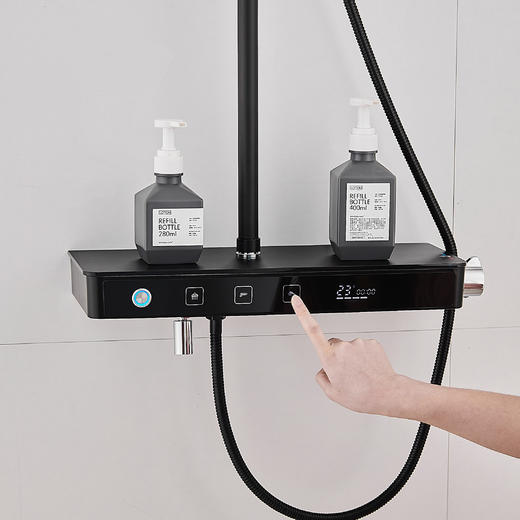 SQ：3948智能触摸屏三档花洒 -黑色 商品图1