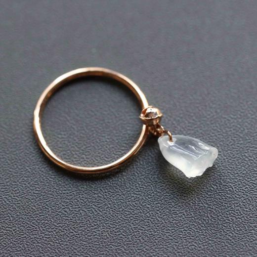 高冰种莲蓬翡翠铃铛戒指18k玫瑰金镶嵌 商品图7