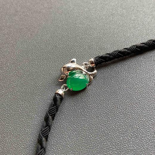 冰种阳绿翡翠蛋面海豚手链18k白金镶嵌 商品图3