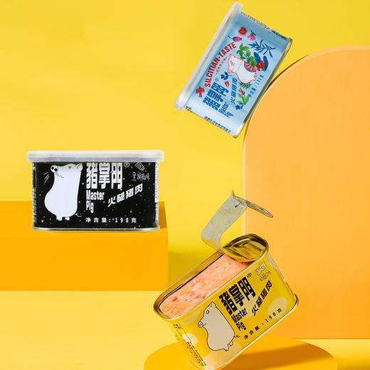 猪掌门火腿午餐肉原味/蒜香/香辣/黑胡椒/奶酪/玉米/西西里风味口味罐头198g*3罐 熟食开罐即食火锅三明治素材 商品图1